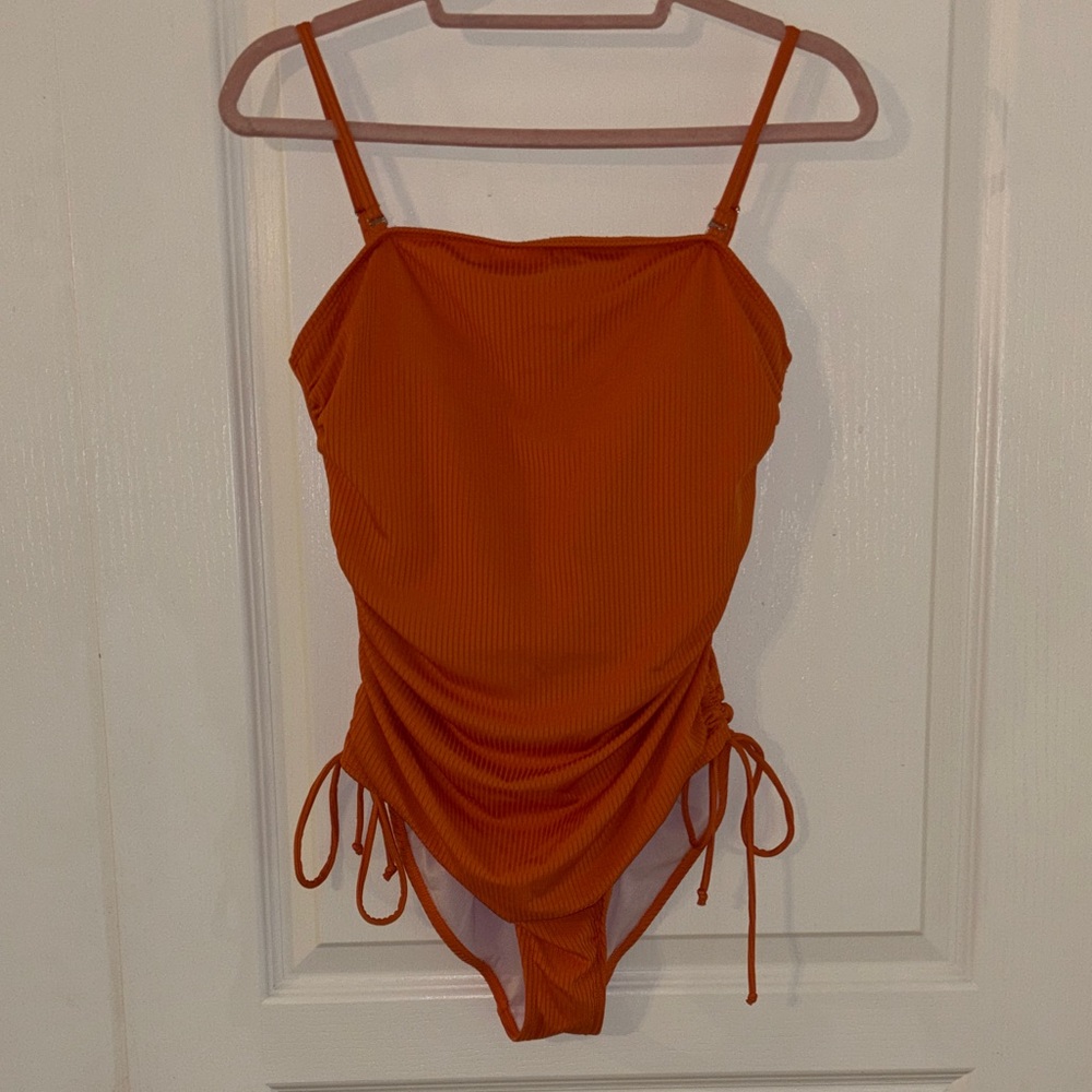 SHEIN Burnt Orange Gathered Swimsuit